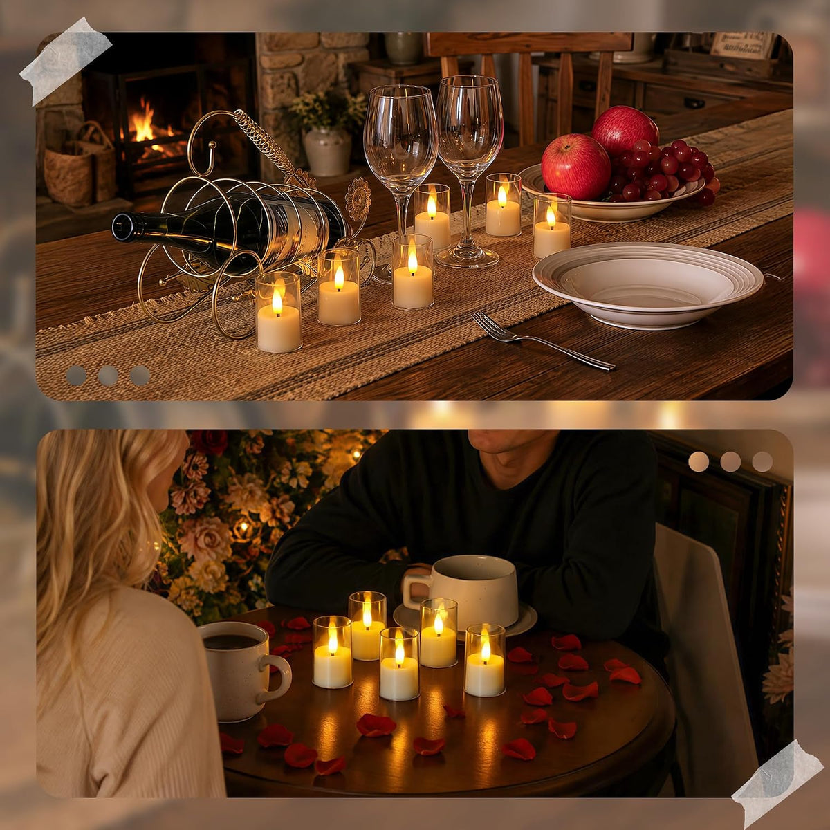Flameless D: 1.7" H: 2.5" Small Tea Light LED Candles, Acrylic Battery Operated Votive with Remote Control and Timer, Tealight White Flickering Warm Light Pack of 15 Electric Long Lasting