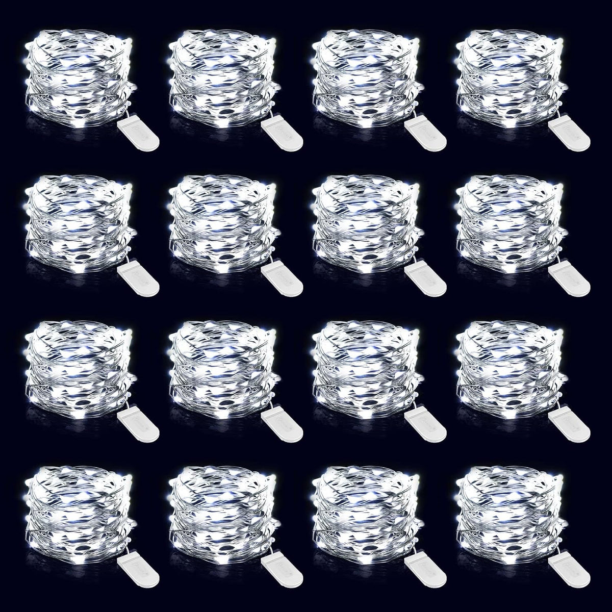 Onforu 16 Pack White Fairy Lights Battery Operated String Lights, 6.5ft IP67 Waterproof Twinkle Lights LED Lights for Strings Wedding Centerpiece Decor Christmas Bedroom