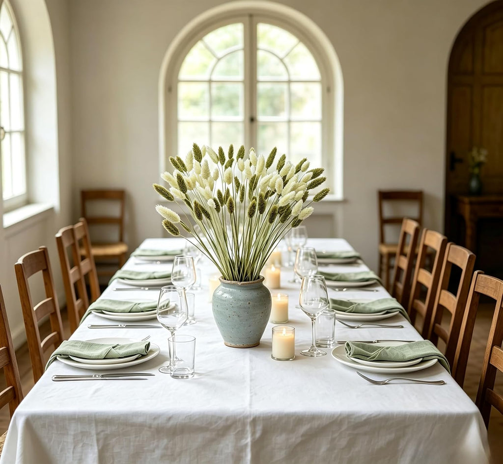 100Pcs Fall Dried Flowers Stems Natural Dried Pampas Grass Bouquets White and Green Gem Grass Artificial Dried Plants Boho Floral for Autumn Vase Filler Floral Arrangements Home Table Wedding