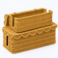 Patelai 2 Pack Scalloped Cable Management Box, Plastic, Natural Color