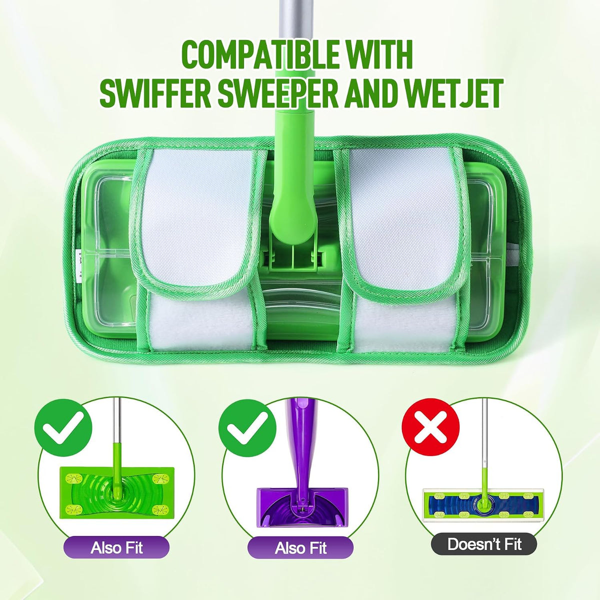 6 Pack Reusable Mop Pads for Swiffer Sweeper and WetJet Mops