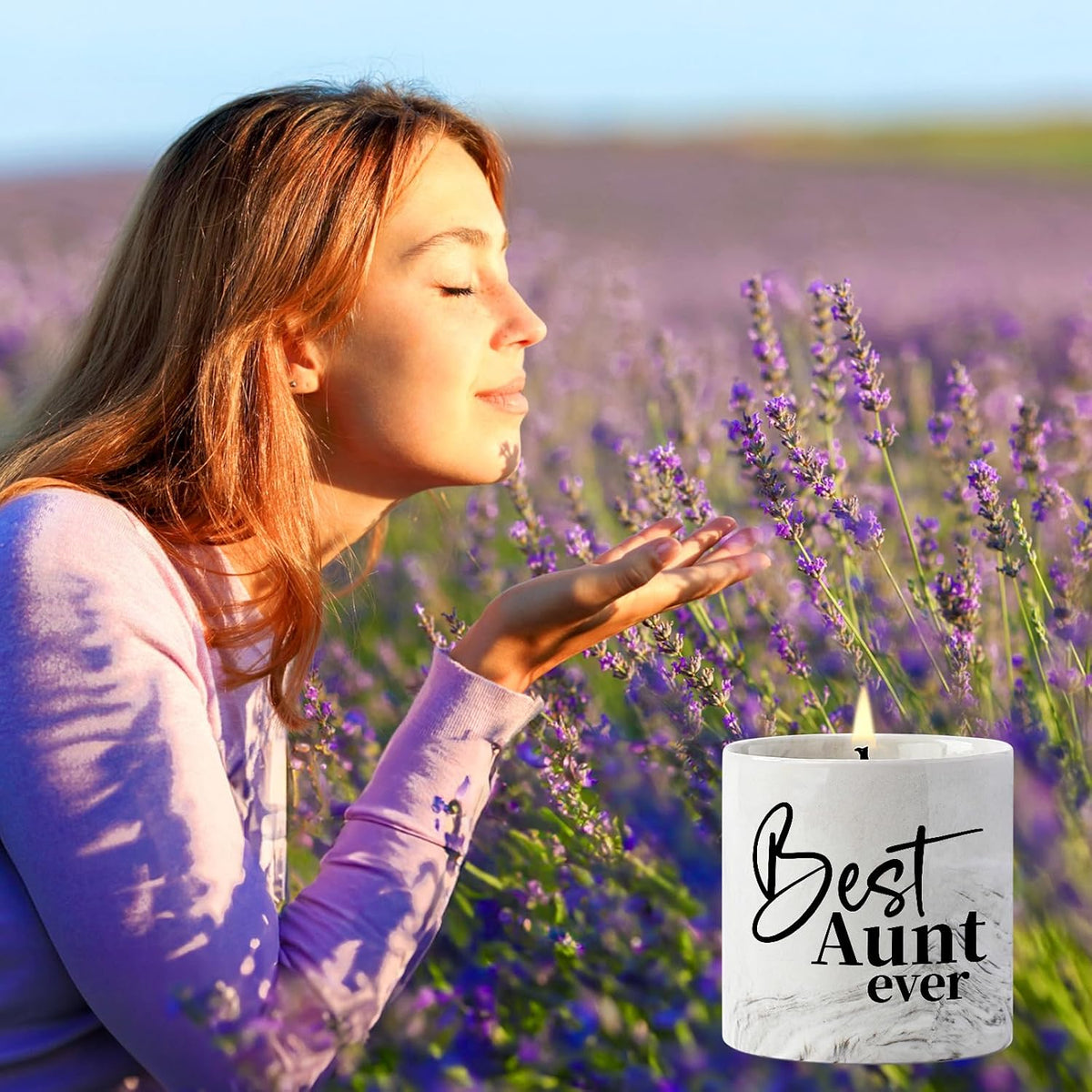 Aunt Gifts - 6 oz Lavender Best Aunt Ever Candle for Birthday, Christmas