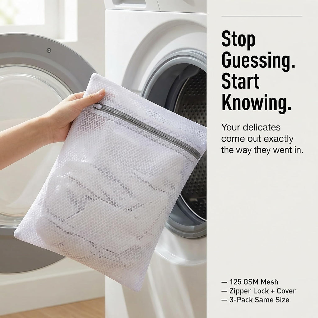 Mesh Laundry Bags for Delicates, 3 Pack, 12 x 16 Inches