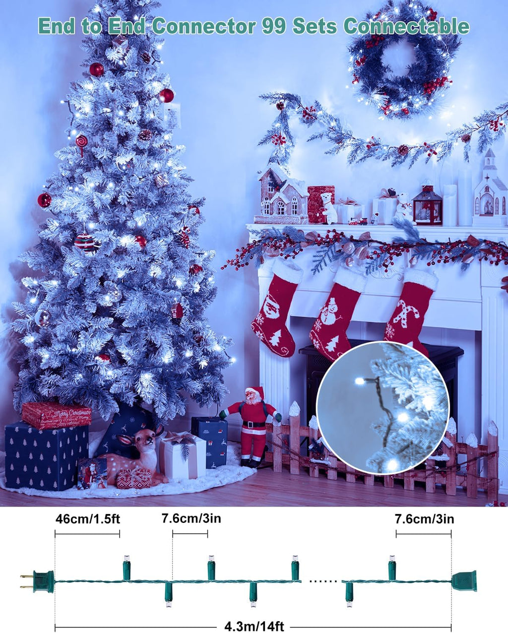 Brightown LED Christmas Lights, 14 Feet 50LEDs Clear Mini Lights Plug in, Connectable Christmas Tree Lights for Indoor Outdoor Bedroom Wreath Garland Holiday Party Wedding Christmas Decoration, White