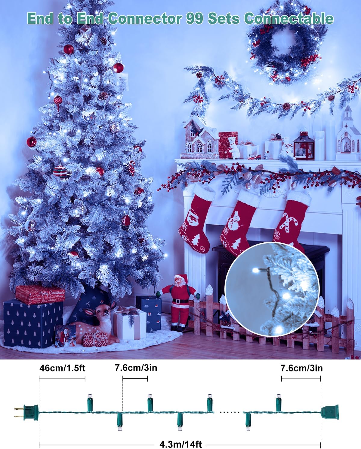 Brightown LED Christmas Lights, 14 Feet 50LEDs Clear Mini Lights Plug in, Connectable Christmas Tree Lights for Indoor Outdoor Bedroom Wreath Garland Holiday Party Wedding Christmas Decoration, White