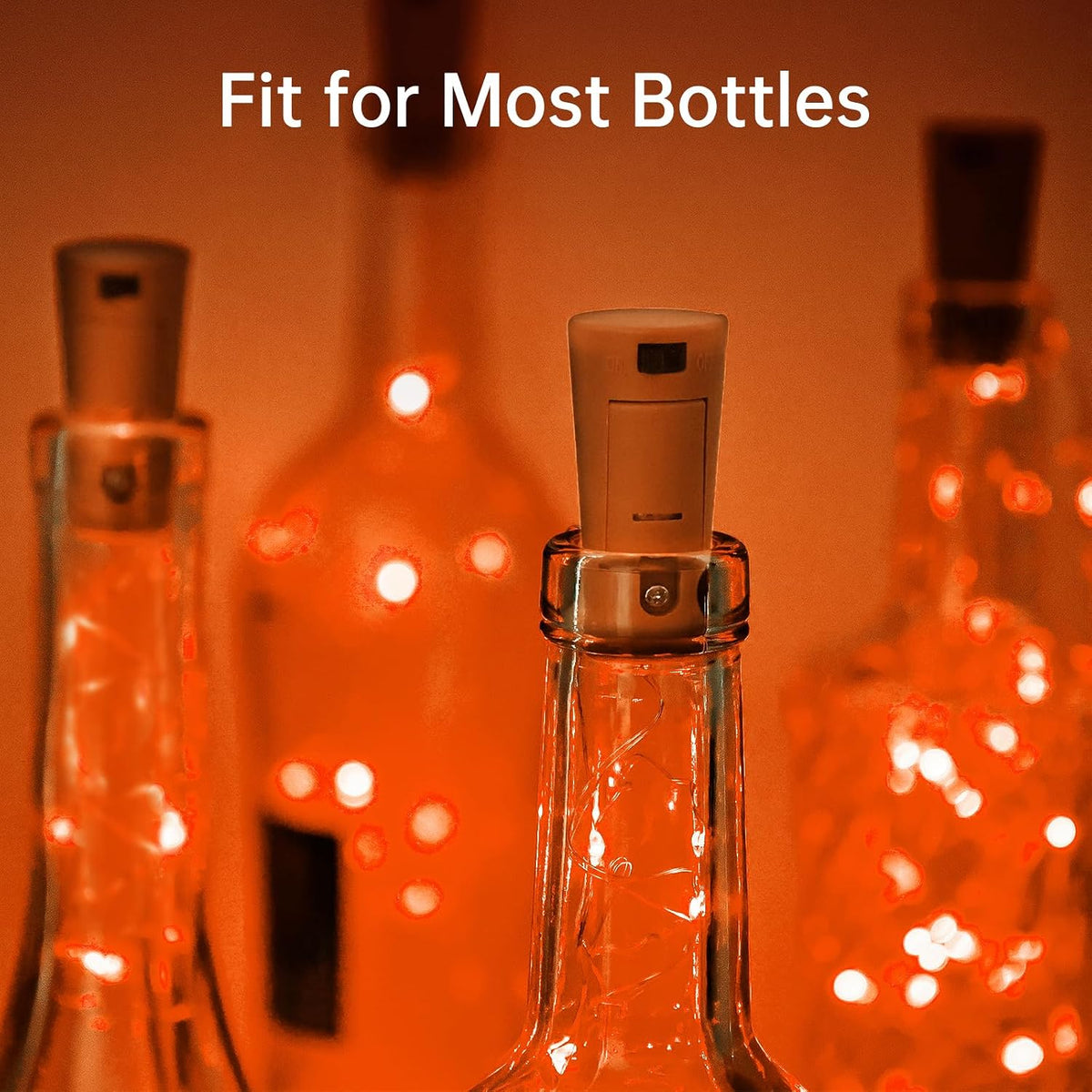 Aluan Orange Halloween Lights Wine Bottle Lights with Cork Fall Table Decor