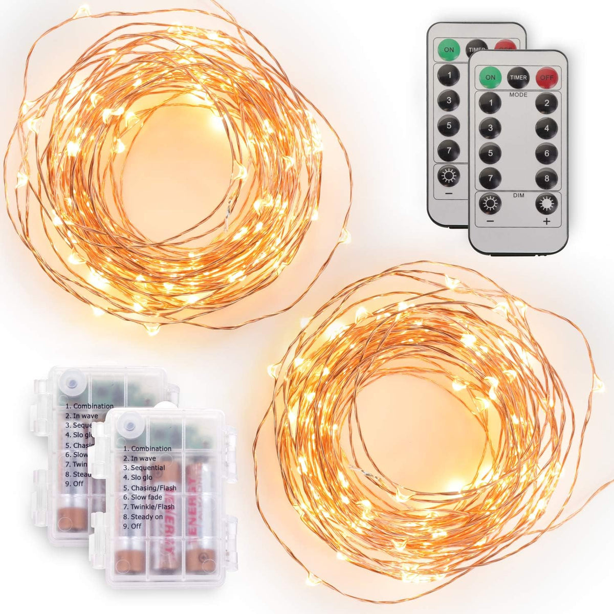 Tenergy 2 Pack Battery LED String Lights for Fall & Winter Outdoor Decor