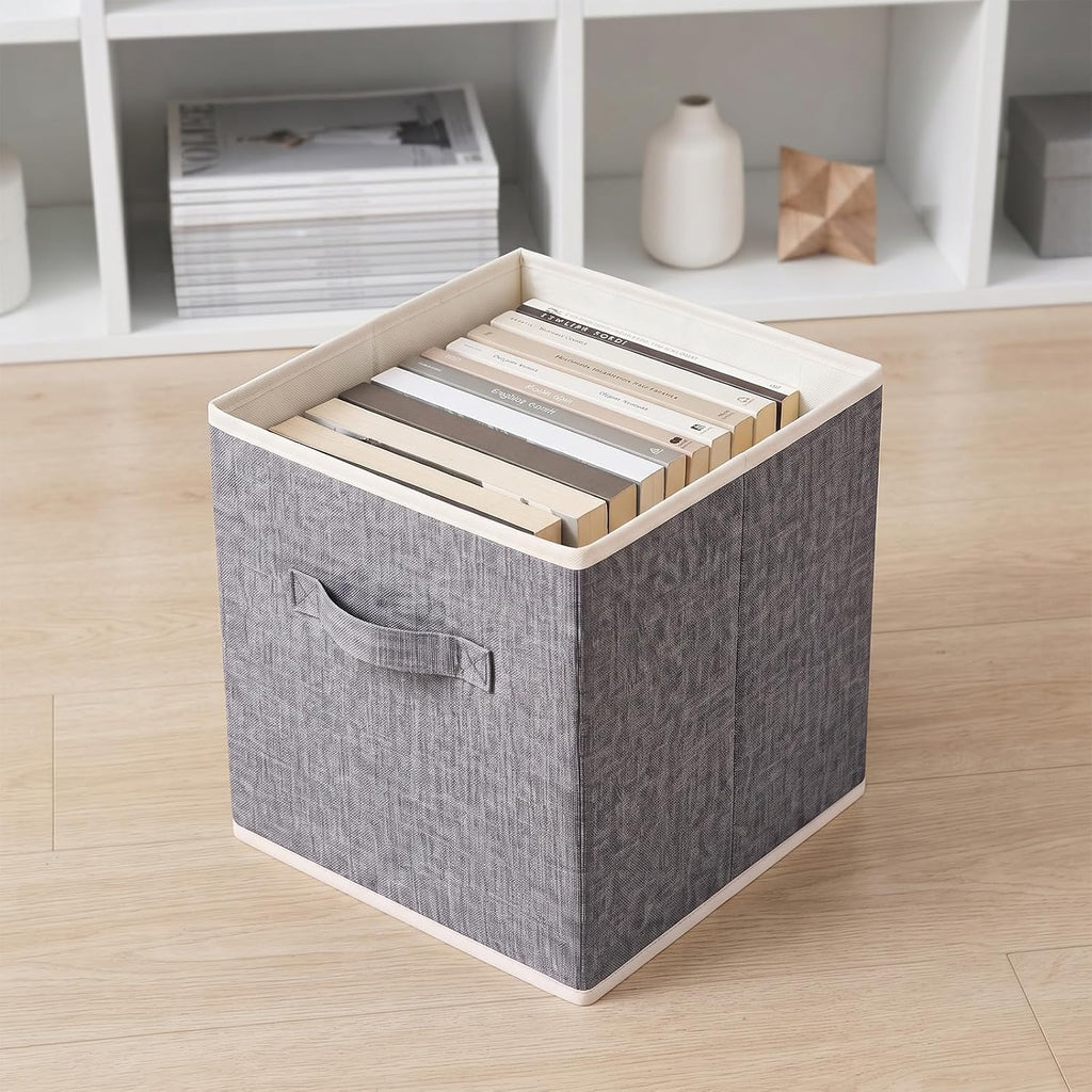 ShellKingdom Storage Bins, Foldable Linen Storage Cubes, 2 Pack (Grey)