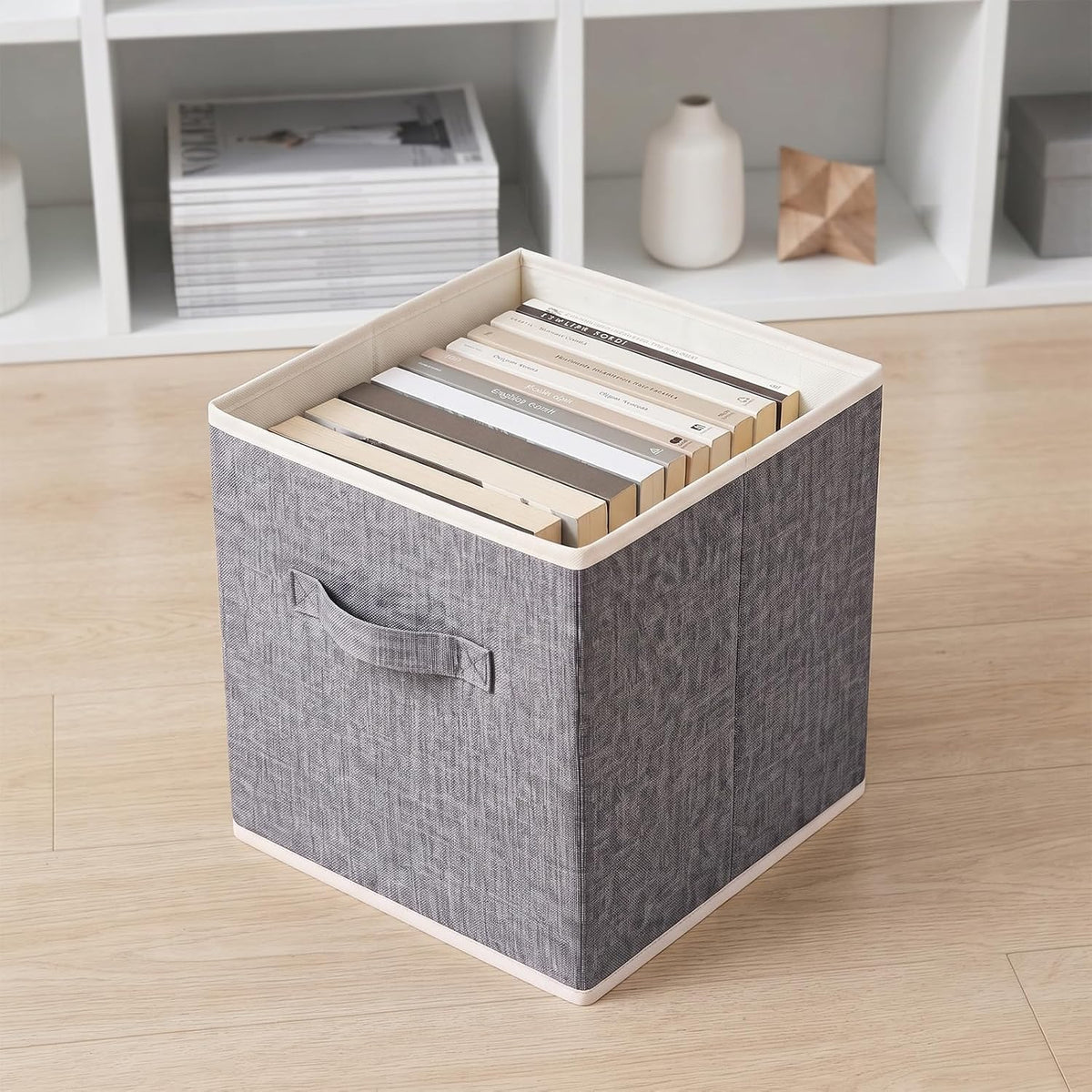 ShellKingdom Storage Bins, Foldable Linen Storage Cubes, 2 Pack (Grey)