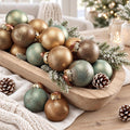 Yunlly 24 Pcs Textured Christmas Ornament 2.36'' Tree Decor,Green