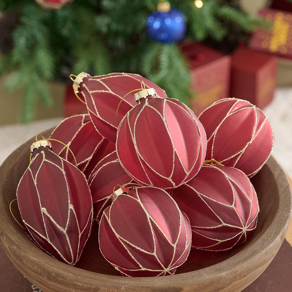 WDS WONDROUS Christmas Ball Ornaments Teardrop Xmas Tree Ornament Set Red