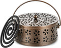 Portable Iron Mosquito Coil Holder with Handle, Bronze
