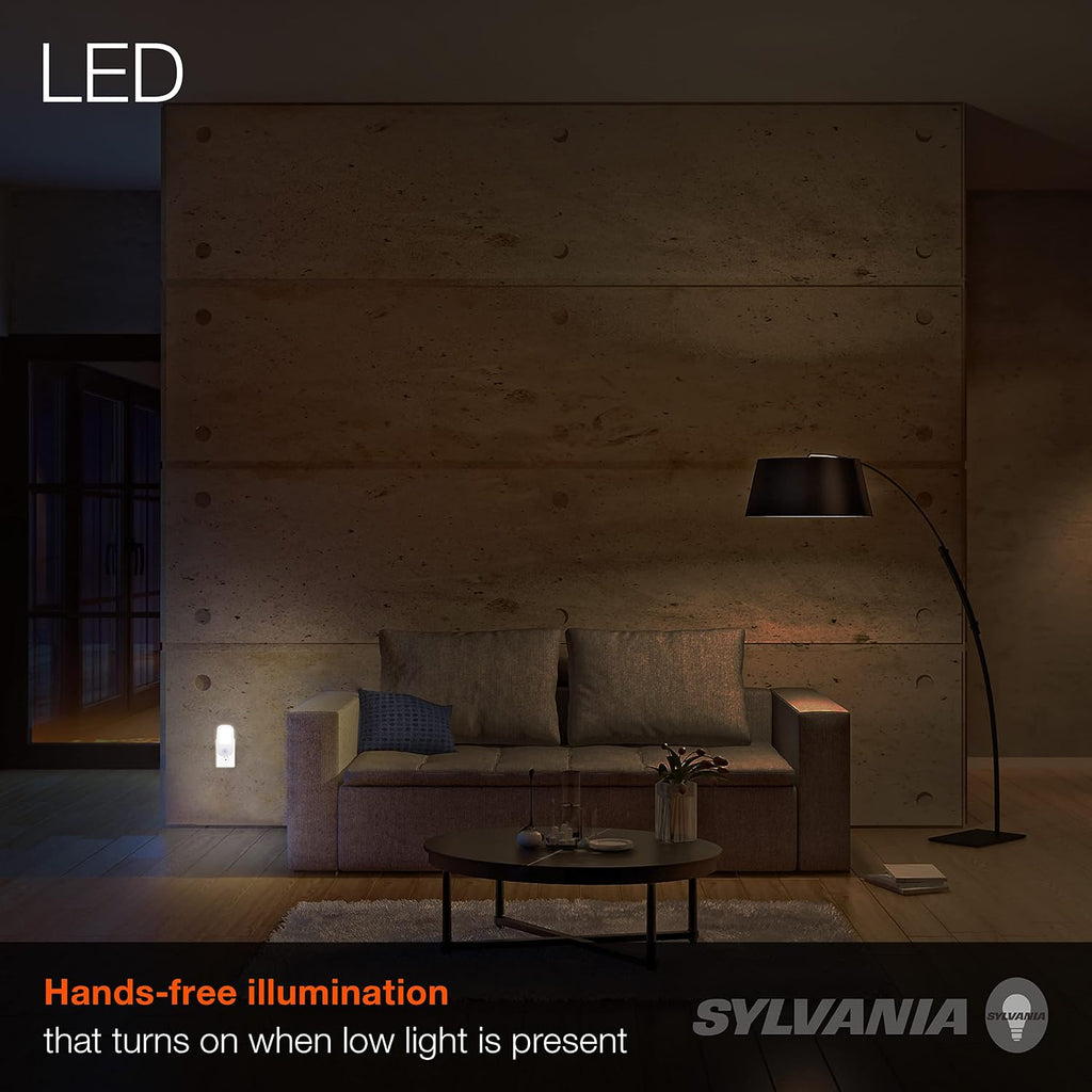 LEDVANCE Sylvania LED Mini Automatic Plug-in Night Light with Sensor, Motion Activated, Dusk to Dawn, Warm White, Plug-in Type - 4 Pack (64988)