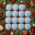 Velvet Christmas Balls Ornaments 15 Pcs, 3.15 Inch Light Blue Flocked Xmas Tree Ball Ornaments Shatterproof, Velvet Christmas Ornaments Set Bulk for Xmas Tree Holiday Wedding Party Decor