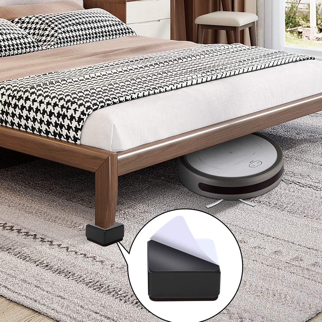 Ezprotekt 1.2 Inch Bed and Furniture Risers, Heavy Duty Square Sofa Tables Couch Chair Risers, Width 2.4"-Adds 1.2" Height, Supports 20,000 lbs, Protect Carpet & Floors from Scratches (4 Pack, Black)