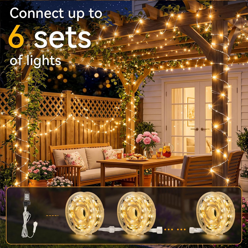 suddus Fairy Lights Plug in，99ft 300 LED Connectable Outdoor String Lights,Twinkle Lights with Remote for Christmas Wall Yard Patio Wedding Tree Bedroom Decor,Warm White