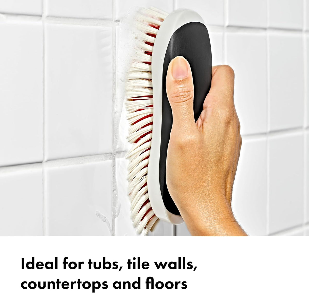 OXO Good Grips Grout Brush & Heavy Duty Scrub Brush Combo Set; Tough, Durable bristles Cut Through Grime and soap scum; Ideal for tubs, Tile Walls, countertops and Floors