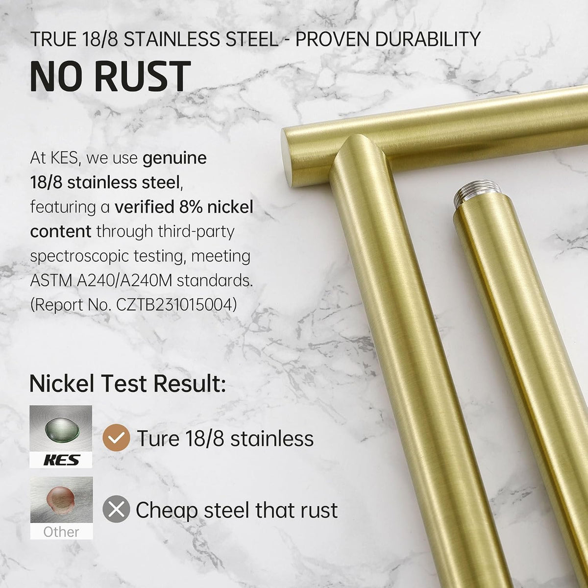 KES Freestanding Toilet Paper Holder, Brushed Gold, Marble Base, SUS304