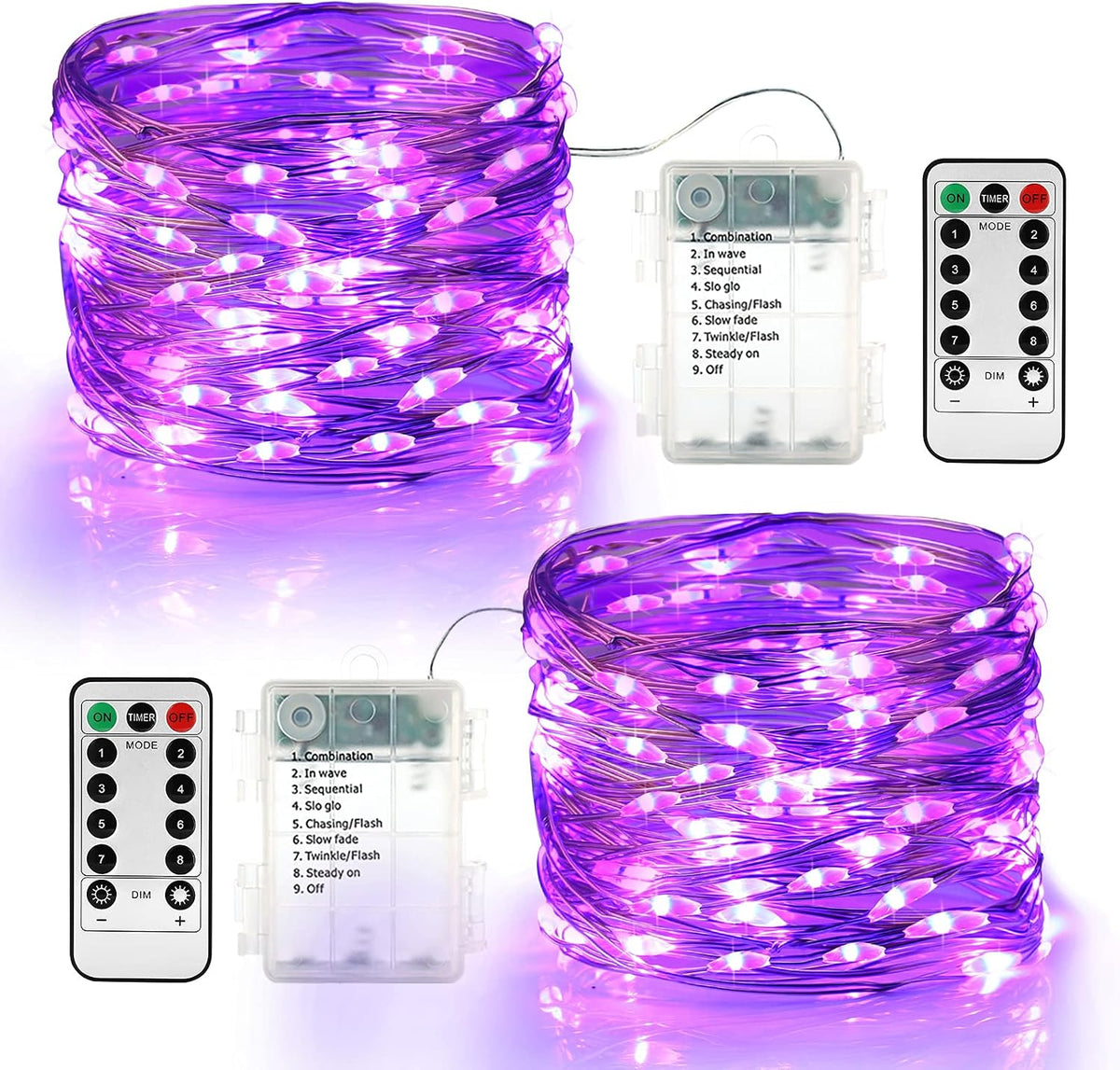 BrizLabs Purple Halloween Fairy Lights, Battery Halloween Light with Remote