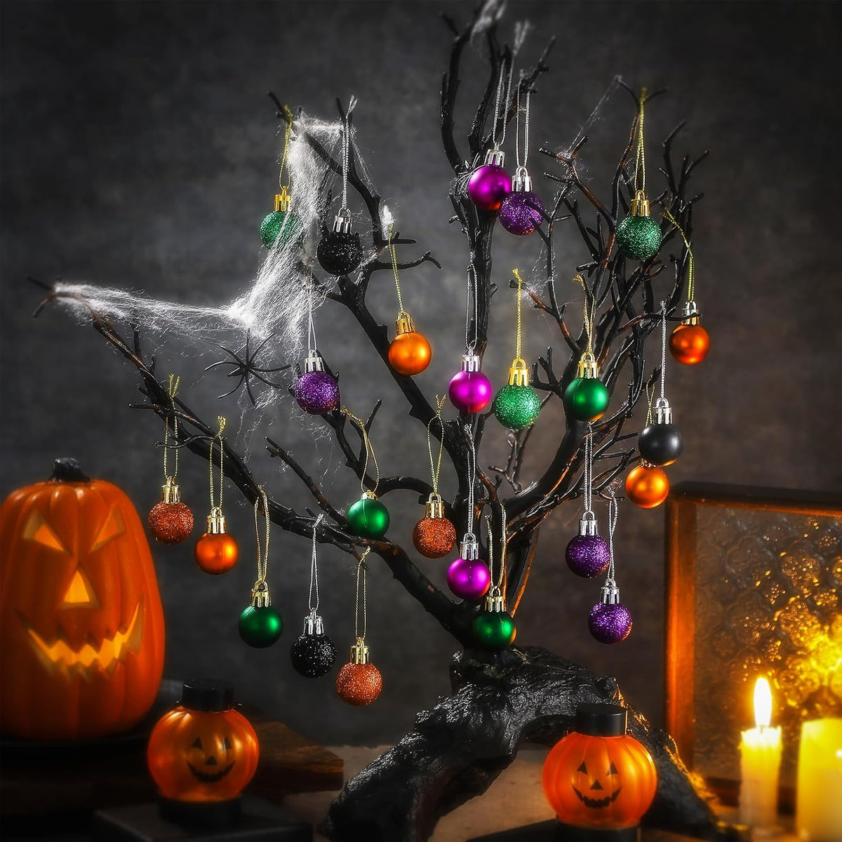 Sumind 80 PcsMini Halloween Ball Ornaments 1 Inch Halloween Glitter Balls