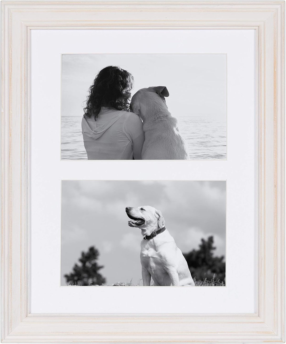 Kate and Laurel Bordeaux Modern Gallery Wall Kit, Set of 10 with Assorted Size Frames with White-Wash Finish