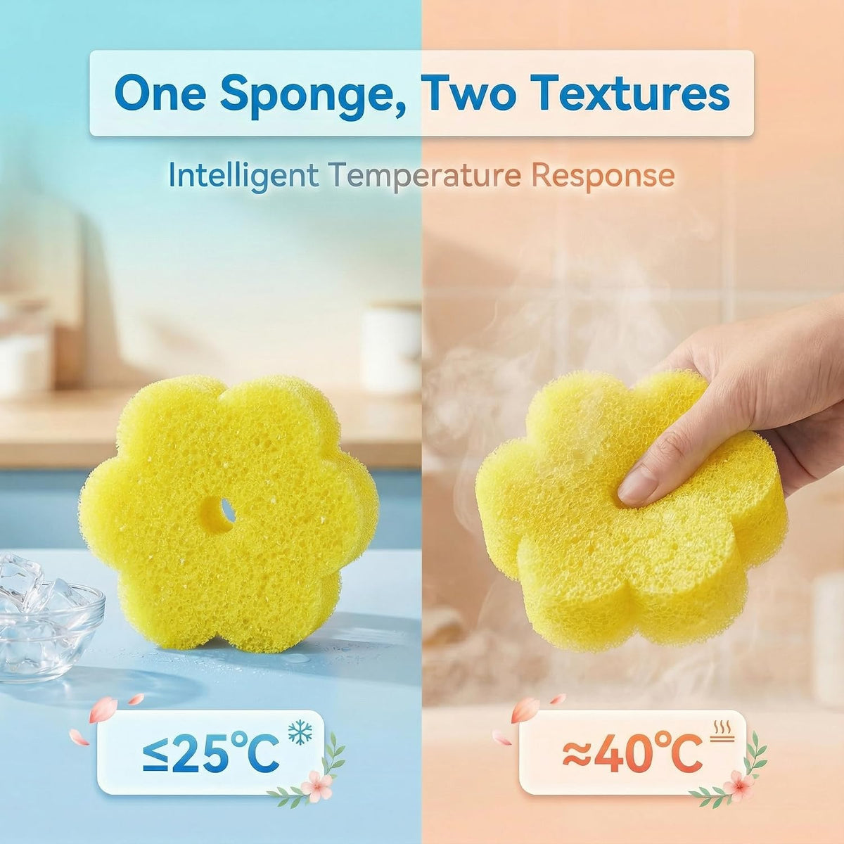 Scrub Flower Temperature Sensitive Sponges, Golden Sunflower