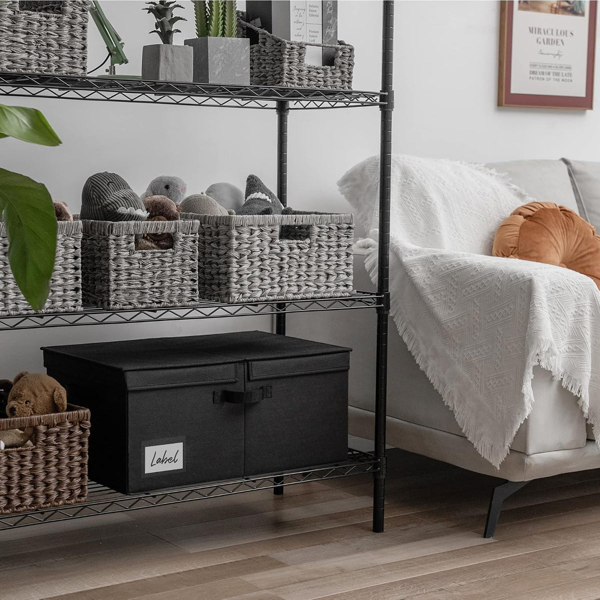 GRANNY SAYS Extra Large Storage Bins with Lids, Closet Bins, Black