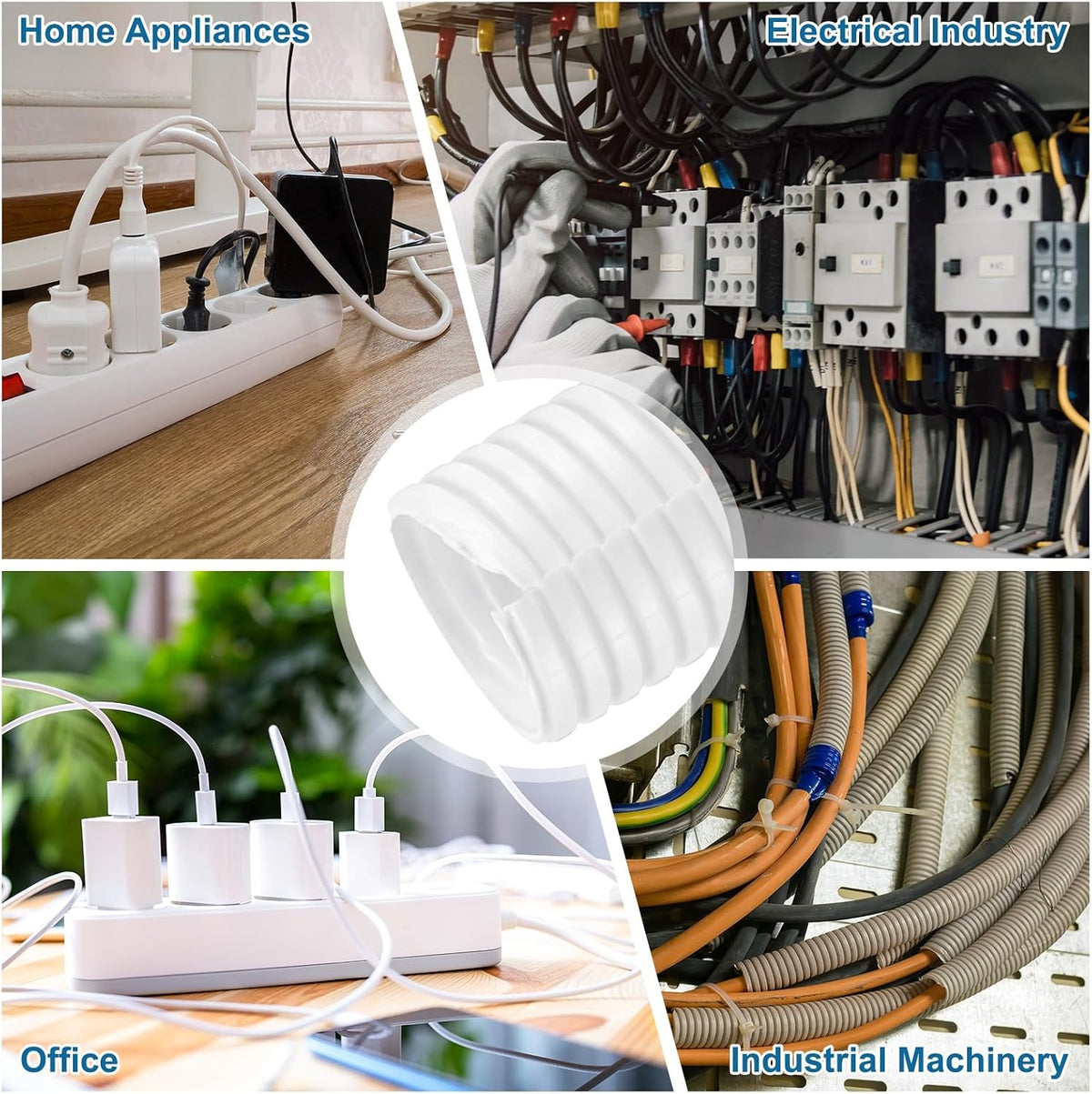 MECCANIXITY 1 1/2" 20ft Split Wire Loom Tubing w/Installation Tool White