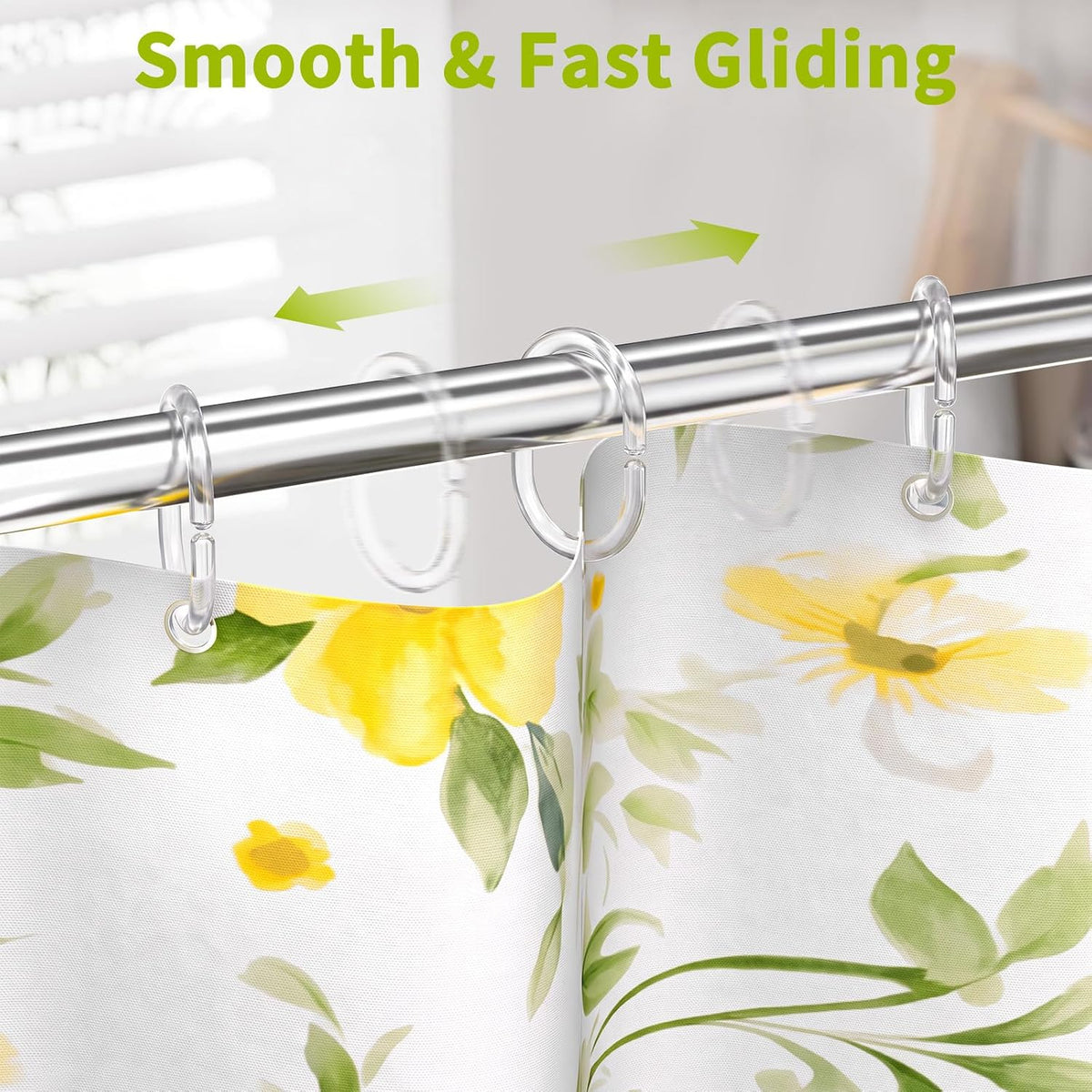 24 Pack Plastic Shower Curtain Hooks, Goowin C Shaped Clear Shower Curtain Rings Rust Proof, Anti-Drop Shower Curtain Hangers Shower Hooks for Shower Curtain, Bathroom Shower Rings for Curtain, Clear