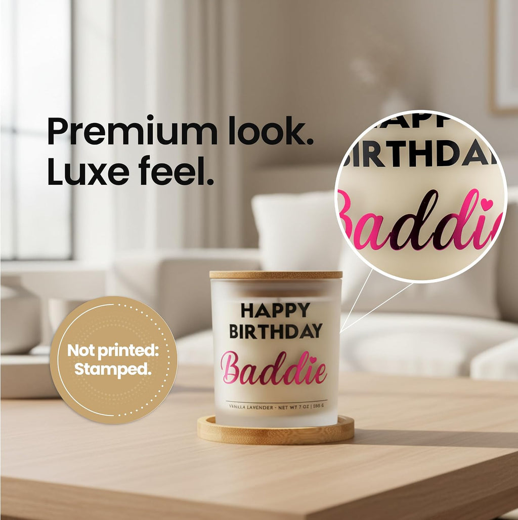 Happy Birthday Baddie Candle Gift Set - Funny Birthday Gifts for Women