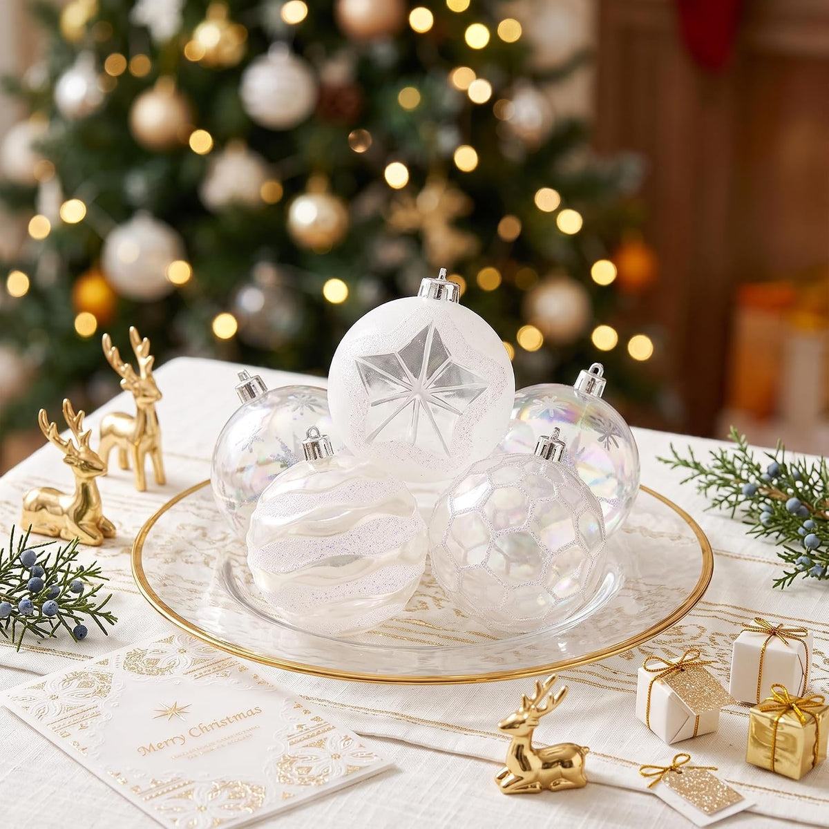 DecorbyHannah 9ct 3.15inch Christmas Ornaments Tree Decorations Clear