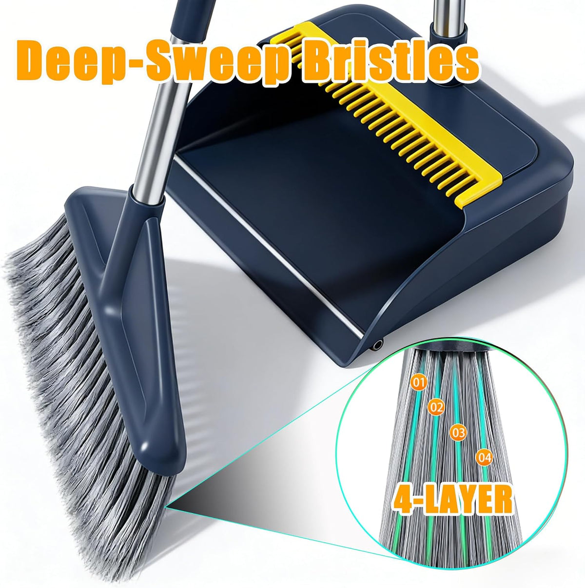 Broom and Dustpan Set with 52" Long Handle