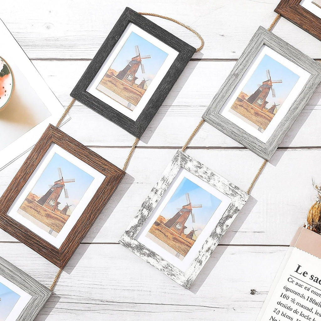 Qunclay 2 Set 4x6 Hanging Collage Picture Frames, Farmhouse Wall Decor