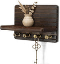 Rebee Vision Acacia Wood Key Holder Wall Mount for Entryway, Dark Brown