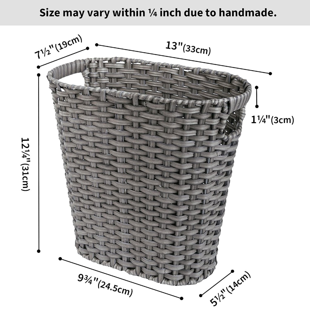 GRANNY SAYS Wicker Bathroom Trash Can, Wicker Waste Basket, Dark Gray