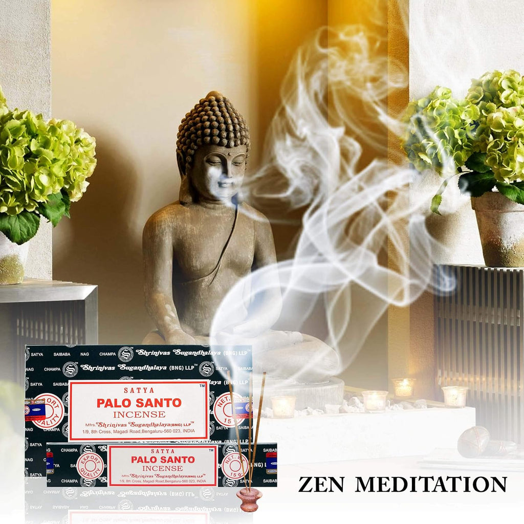 Nag Champa Incense Stick Packs - Hand Rolled & Non-Toxic - Perfect for Meditation and Yoga - Home Fragrance Gift Pack - 15g, Set of 12 Packs (Palo Santo)