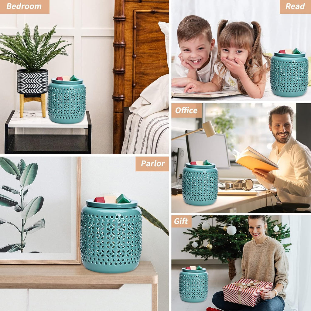 ASAWASA Ceramic Wax Melt Warmer for Scented Wax with Timer(Cyan Copper )