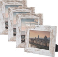 4 Pack 5x7 Picture Frames, Rustic White, Real Glass, Wall&Tabletop Display
