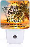 Sea Beach Palm Tree Night Light, Plug-into Wall Life is Better at The Beach Nightlight Lamp with Dusk to Dawn Sensor, Led Lamp 0.5W Energy Efficient for Boys Girls Adults Home Decor