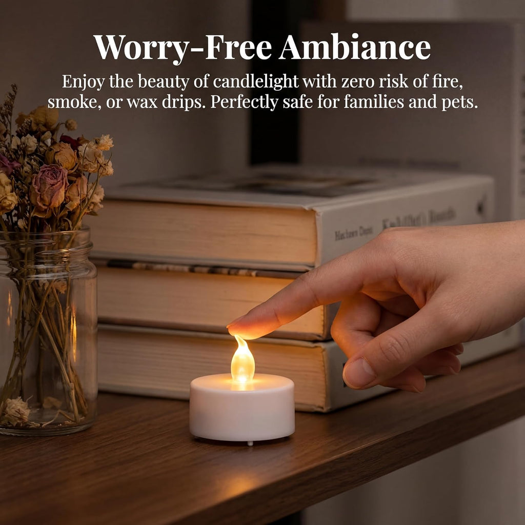 Tea Lights Flameless Battery Operated Candles. Warm White 24Pack