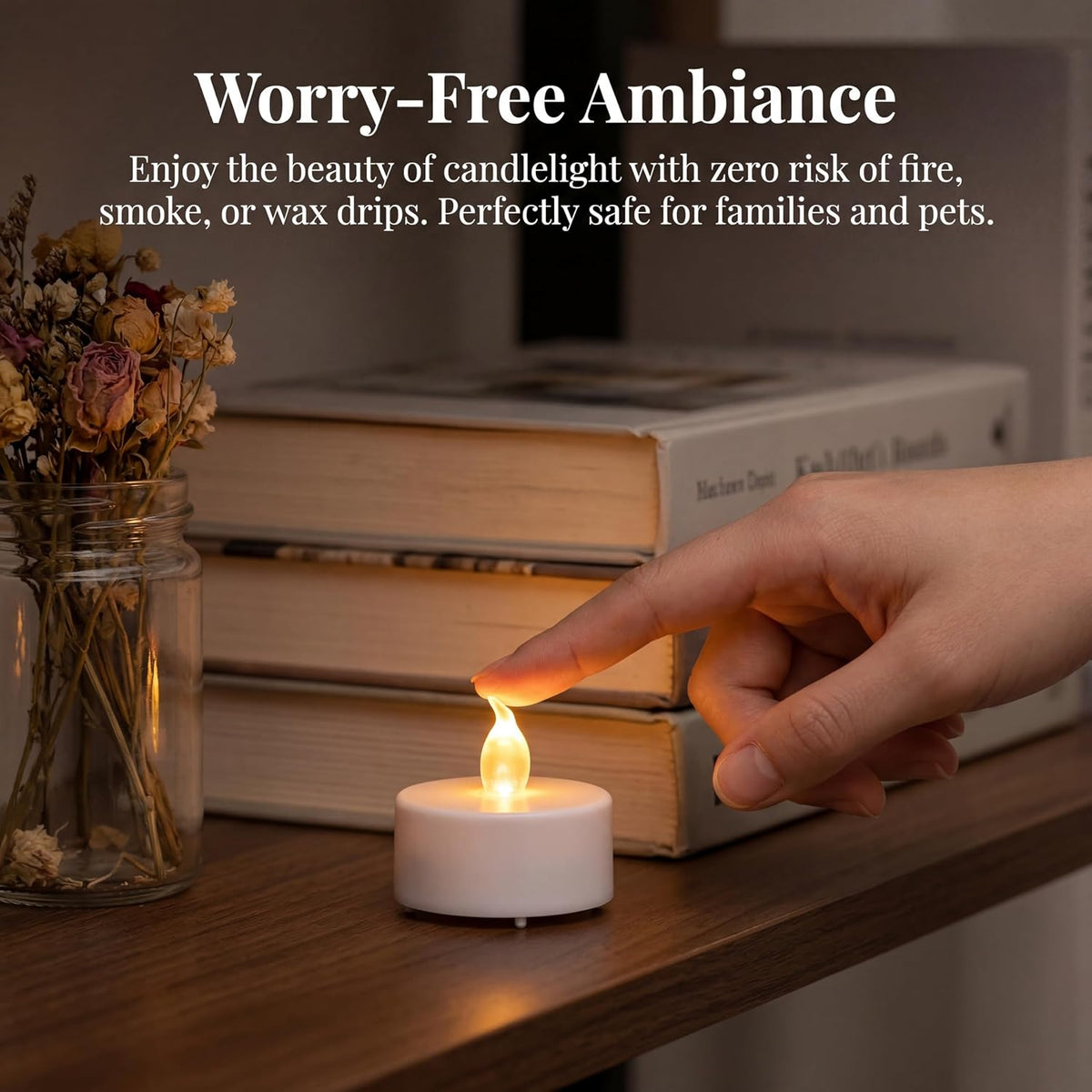 Tea Lights Flameless Battery Operated Candles. Warm White 24Pack
