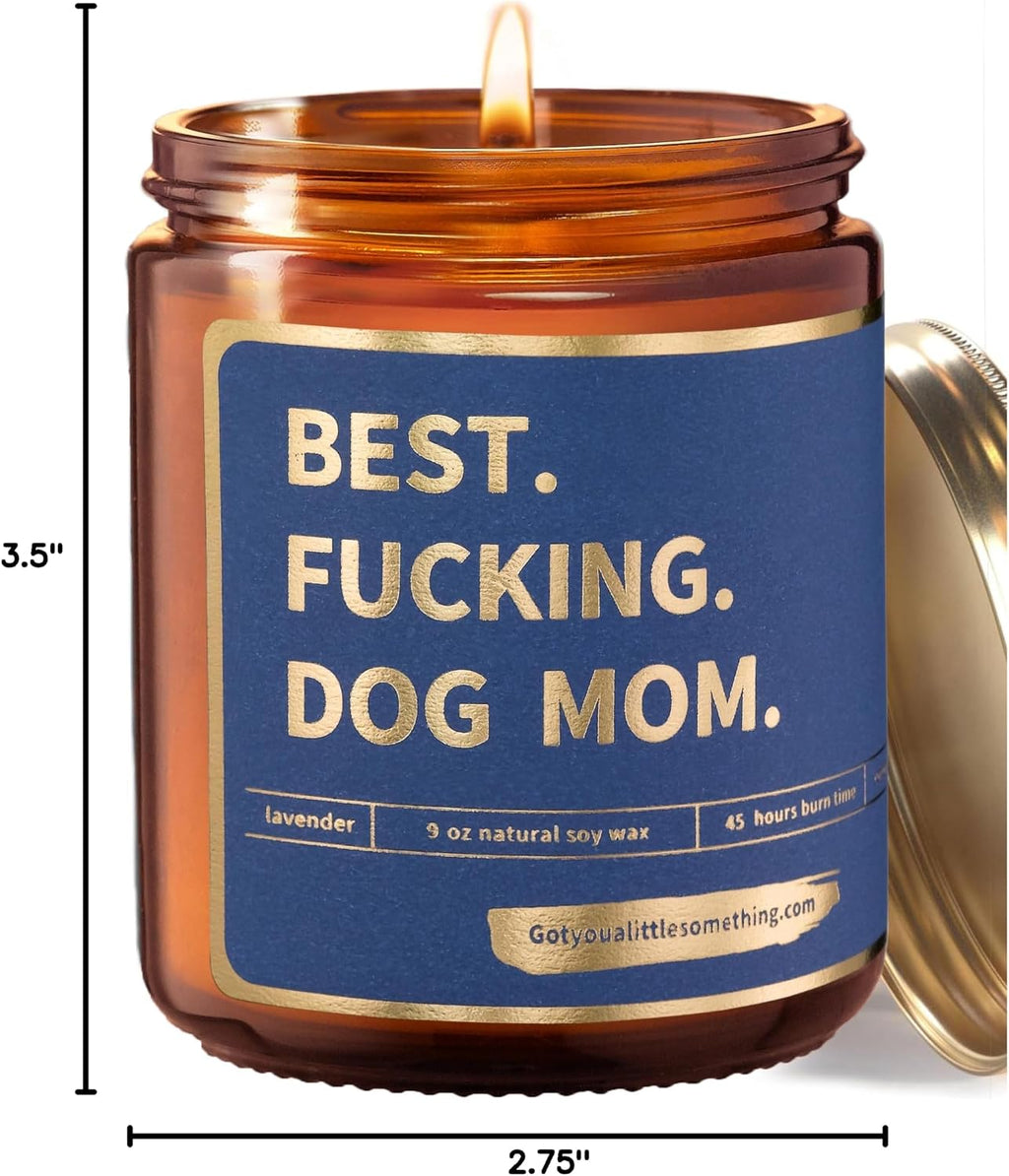 Dog Mom Gifts for Women | Lavender Vanilla Scented Candle, 100% Soy Wax | Funny Gift for Pet Lovers for Birthday, Mothers Day, Friendship, Housewarming, New Puppy | Best Dog Mom Candle