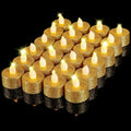 Mudder 24 Pieces Gold Tea Lights LED Candles Tealights Battery Flameless
