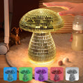 Mushroom Table Lamp Decor Light: Disco Glass Bedside Table Lamp with Rechargeable Cordless Touch - 5 Colors, 2 Mood Lighting - Cute Nightstand Lamp for Ambient, Kids, Bedroom, Living, Girl Gift