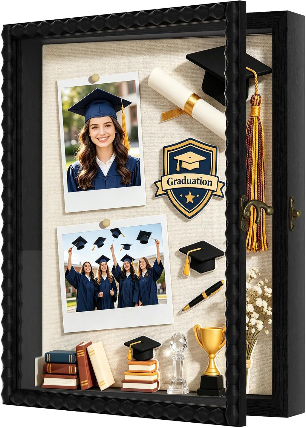 Love-KANKEI 11x14 Deep Shadow Box Frame,Solid Wood Beaded Edge Frame,Black