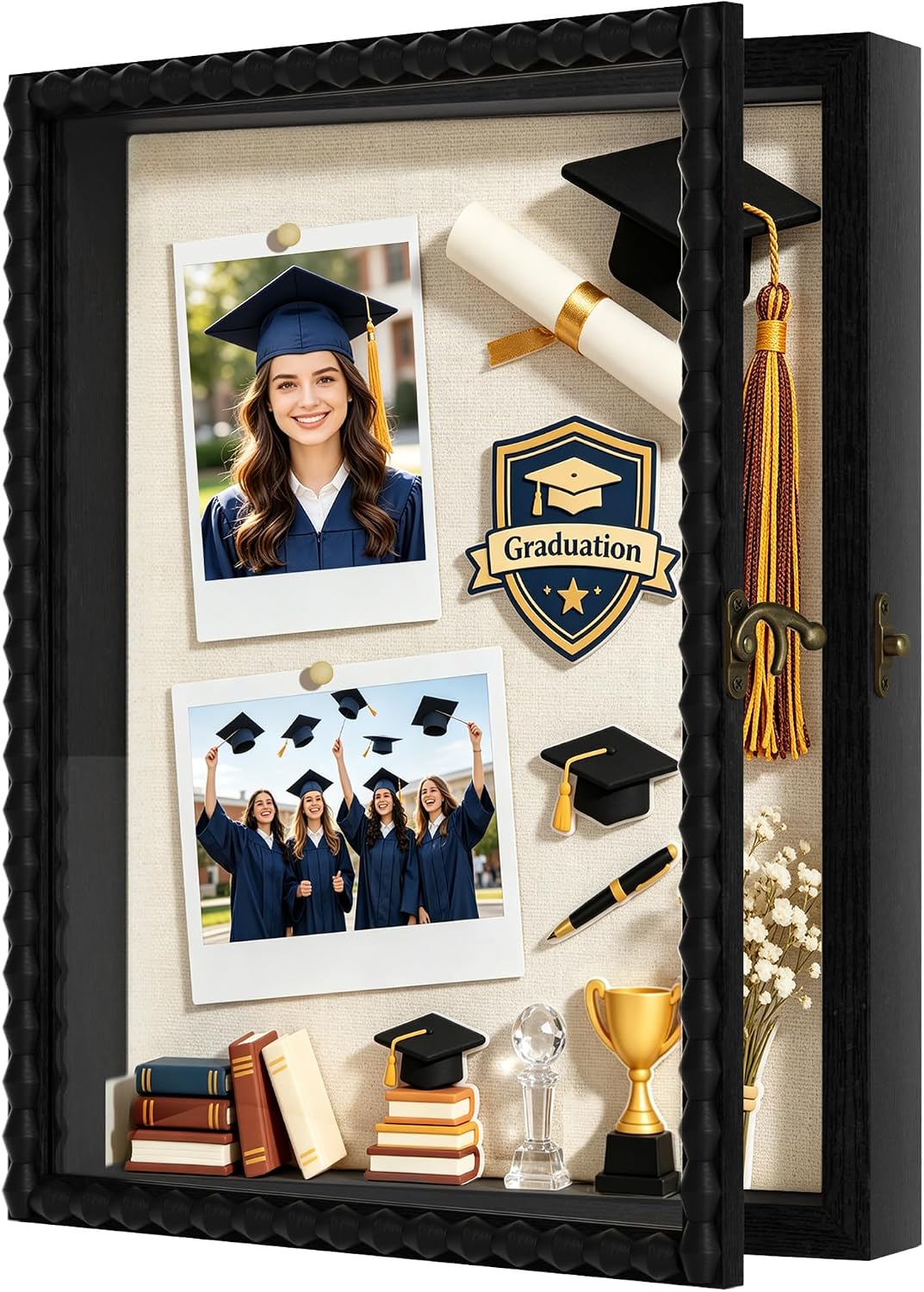Love-KANKEI 11x14 Deep Shadow Box Frame,Solid Wood Beaded Edge Frame,Black