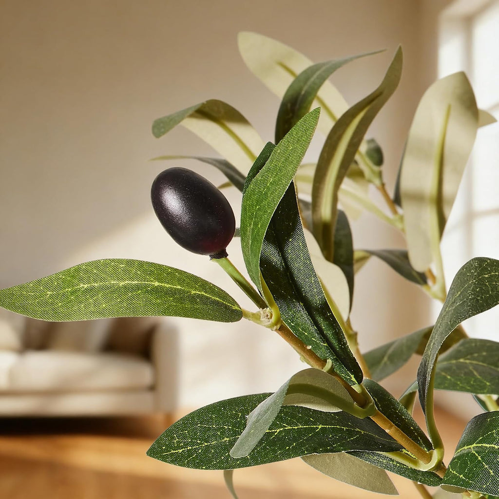 Artificial Olive Tree, 6FT Faux Olive Trees with Lifelike Olive Branches and Fruits, Fake Floor Plants with Pot for Indoor Home Office Living Room Outdoor Decor