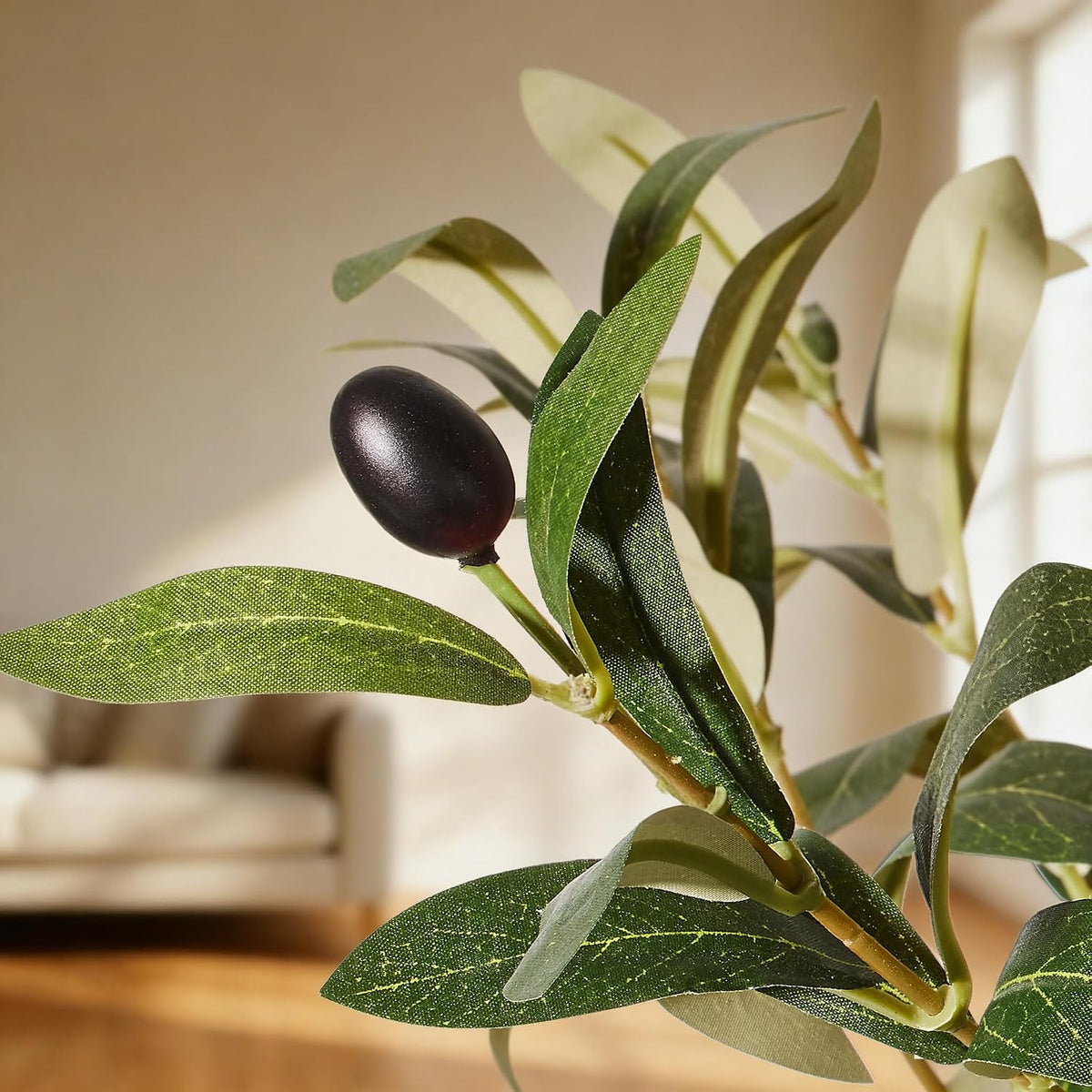 Artificial Olive Tree, 6FT Faux Olive Trees with Lifelike Olive Branches and Fruits, Fake Floor Plants with Pot for Indoor Home Office Living Room Outdoor Decor