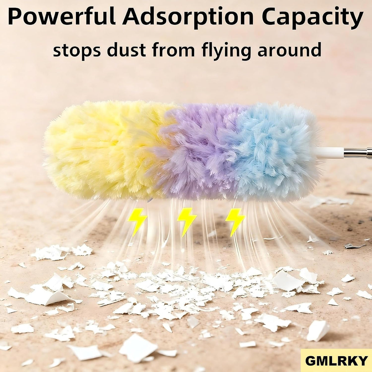 Heavy Duty Duster Refills, Disposable Dusters Kit for Cleaning Dusting Furniture Blind Ceiling Fan, Multi Surface 360 Feather Duster(10)+3FT Extended Handle（1） (Colorful)