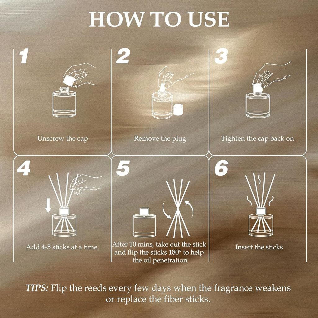 Reed Diffuser Set of 3, 50 ml Jasmine Lily/Citrus/Ocean Sea Salt